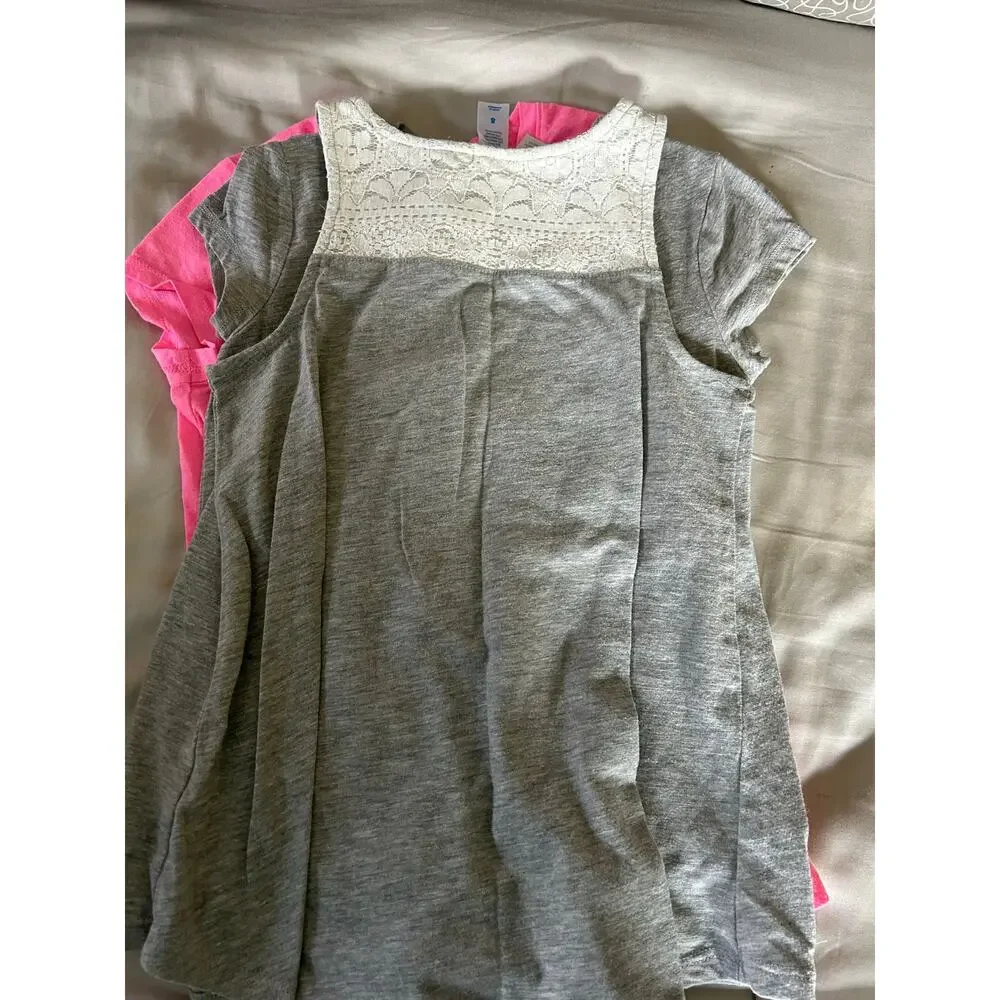 Justice pink donut shirt grey dad jokes grey flip sequin tank size 8